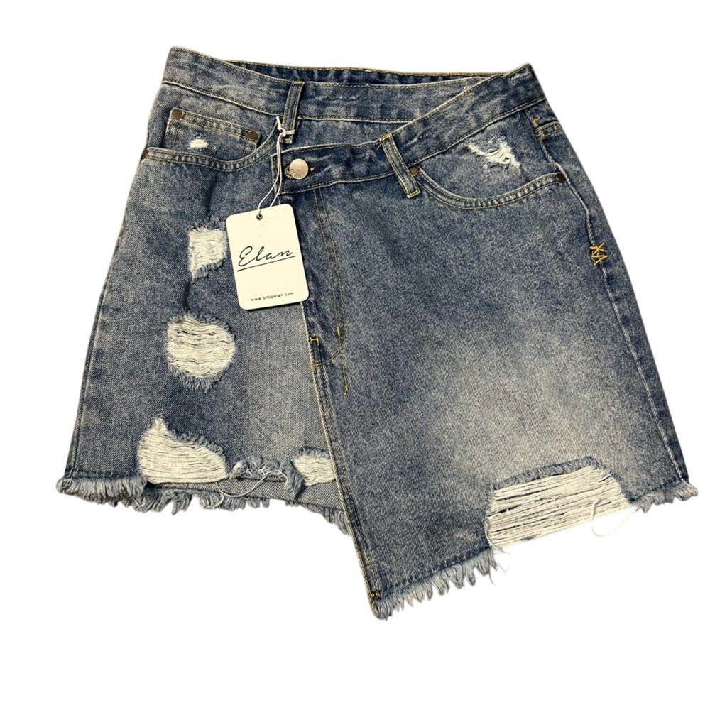 Elan Crossover Denim Mini Skirt NEW